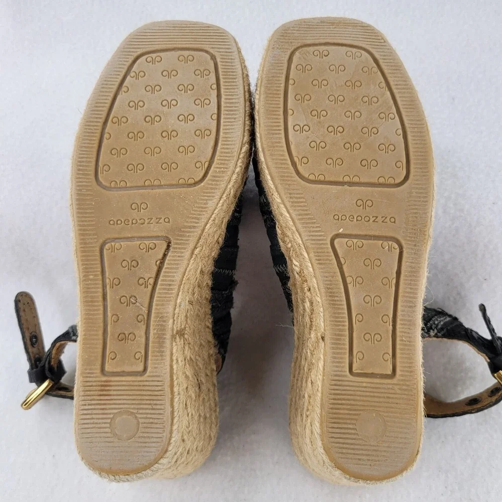 Apepazza Sandals Womens 6 Blue Rodano Espadrille Canvas‎ Heels Wedge Hemp Beach